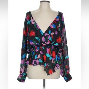 Silk Floral Wrap Top